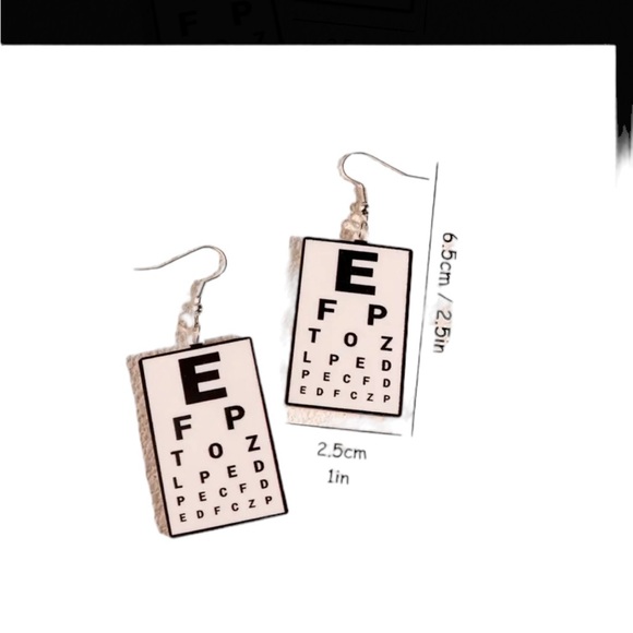 Acrylic Eye Chart Drop Earrings - Picture 4 of 4